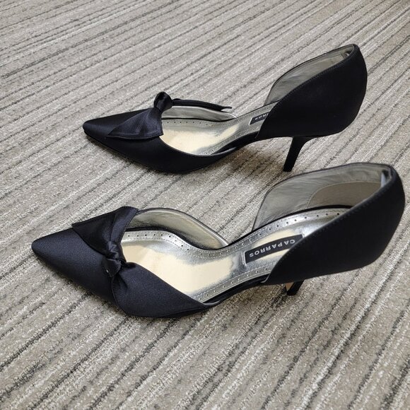 Caparros Morgana Black 8.5 Heel 3” Satin Party New Years Date Glam - Picture 6 of 6